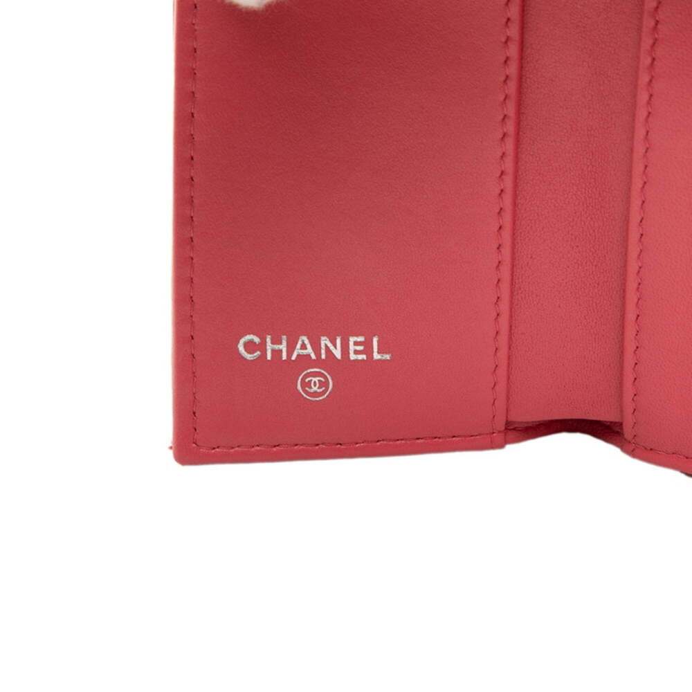 CHANEL Authentic Pink Lambskin Leather Logo Wallet - Picture 6 of 7